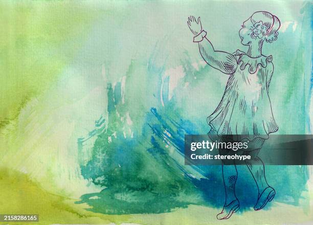green greet - catching butterflies stock illustrations