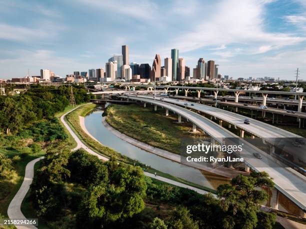 houston texas cityscape from the air - houston stock pictures, royalty-free photos & images