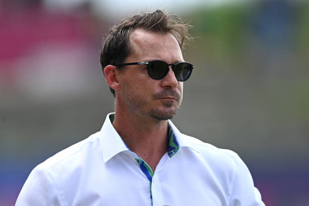 Former South Africa cricketer Dale Steyn during the ICC Men's T20 Cricket World Cup West Indies & USA 2024 Super Eight match between USA and South...