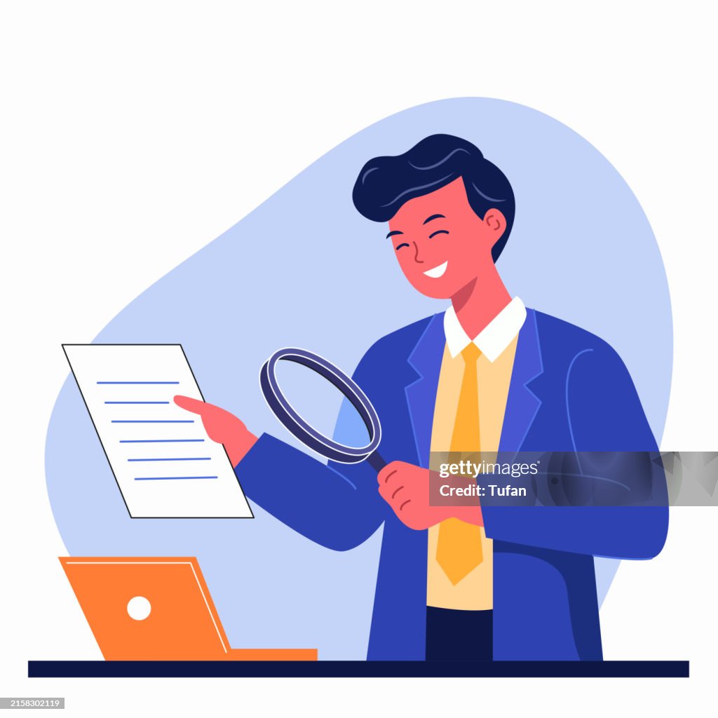 Checking References Vector Document Checking And Contract Validation Vector Illustration ...