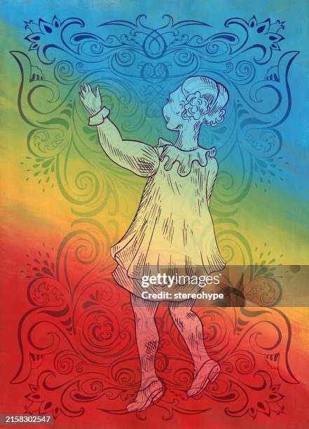 rainbow greetings - catching ball stock illustrations