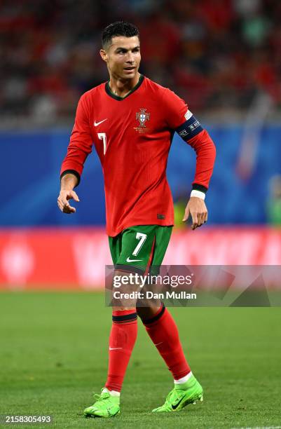 Cristiano Ronaldo of Portugal runs off the ball during the UEFA EURO 2024 group stage match between Portugal and Czechia at Football Stadium Leipzig...
