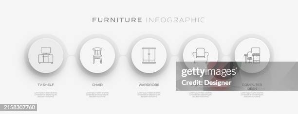 furniture related process infographic template. process timeline chart. workflow layout with linear icons - kitchen stool stock illustrations
