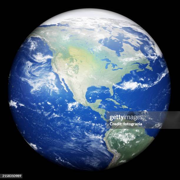 planet earth. view of south and north america - noord zuid amerika stockfoto's en -beelden