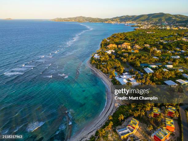 tropical paradise aerial of st. croix in the us virgin islands - virgin islands stock pictures, royalty-free photos & images