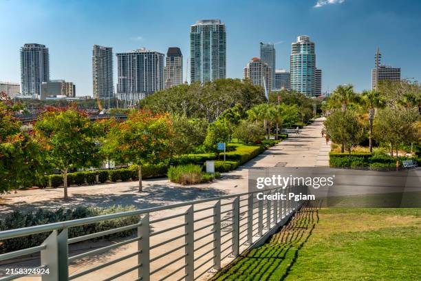 st. petersburg florida waterfront st. pete pier downtown city skyline - st petersburg florida stock pictures, royalty-free photos & images
