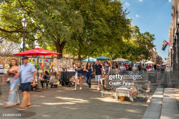 french quarter outdoor market stalls in new orleans louisiana usa - street party stock pictures, royalty-free photos & images