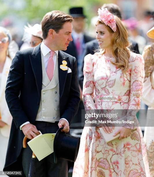 Edoardo Mapelli Mozzi and Princess Beatrice attend day two of Royal Ascot 2024 at Ascot Racecourse on June 19, 2024 in Ascot, England.