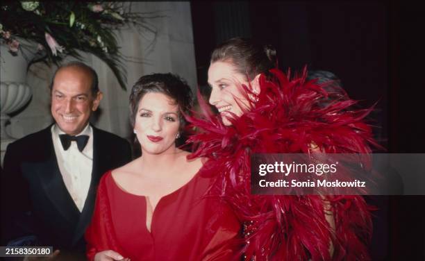Oscar de la Renta, Liza Minnelli and Audrey Hepburn attend the eighth annual CFDA Awards at the Metropolitan Museum of Art In New York City on...