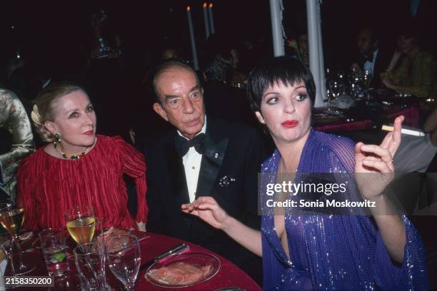 Lee Anderson, Vincente Minnelli and Liza Minnelli attend a Halston dinner party in honor of Liza Minelli's Carnegie Hall opening night concert at...
