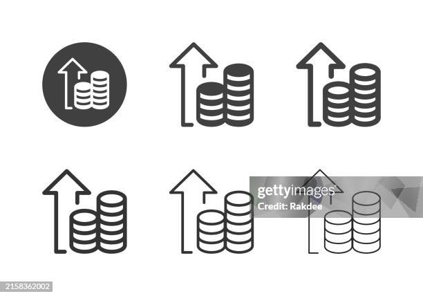 currency rising icons - multi series - stack stock illustrations