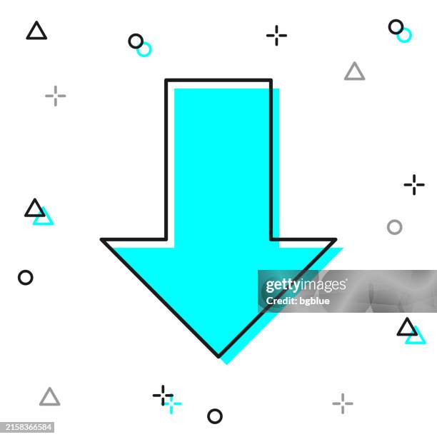 down arrow. line icon on white background - pointing down white background stock illustrations