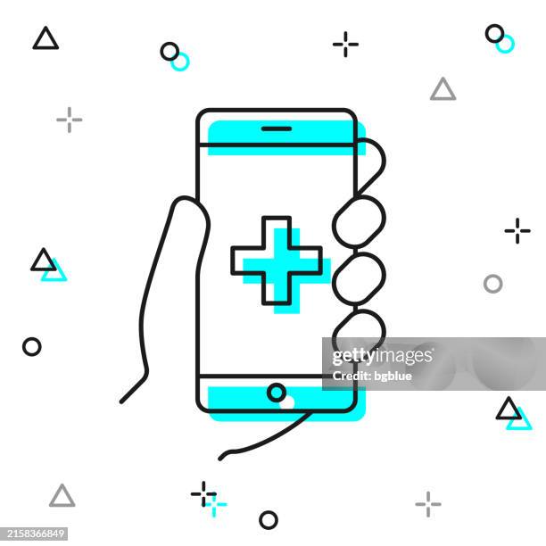 emergency call. line icon on white background - panic button vector stock illustrations