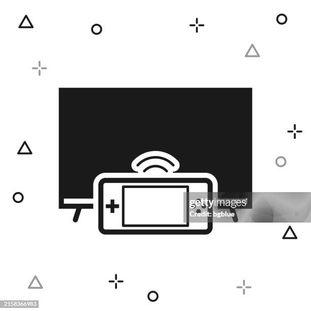 tv with handheld game console. icon on white background - game interface buttons stock illustrations