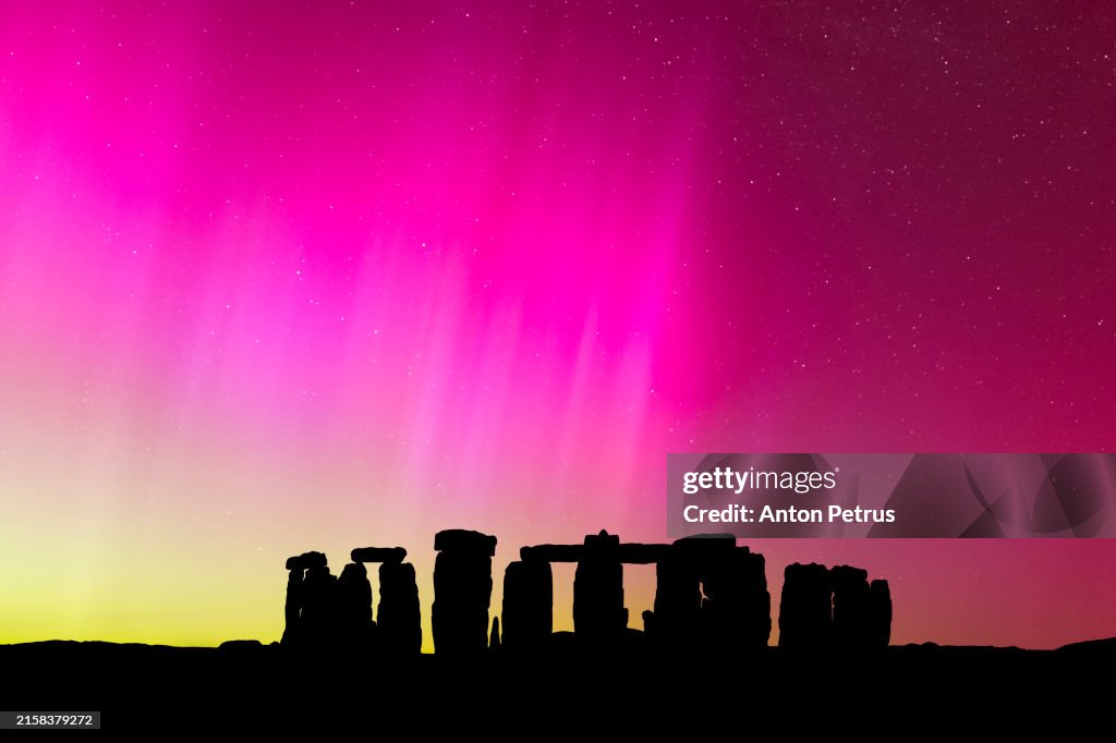 Stonehenge under the Northern Lights, United Kingdom