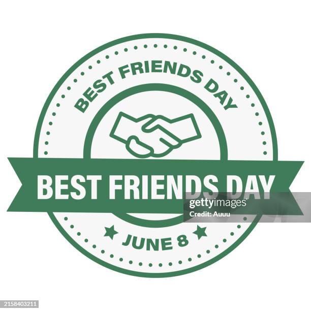 best friends day stamp - smiley face badge stock illustrations