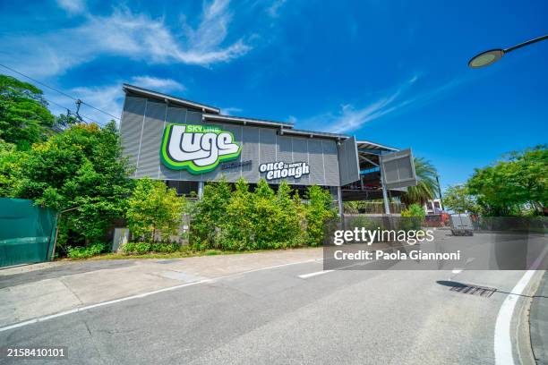 the luge is the most famous attraction in sentosa island. - luge stock pictures, royalty-free photos & images
