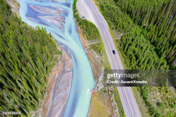 aerial view of mountain road - mountain road stock pictures, royalty-free photos & images