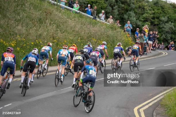 Women riders are heading up Saltburn Bank during the British National Road Cycling Championships in Saltburn by the Sea, Cleveland, England, on June...