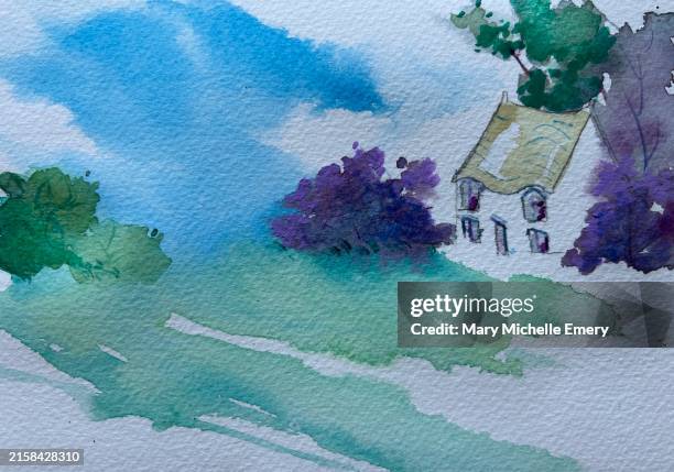 little cottage - painted house stock illustrations
