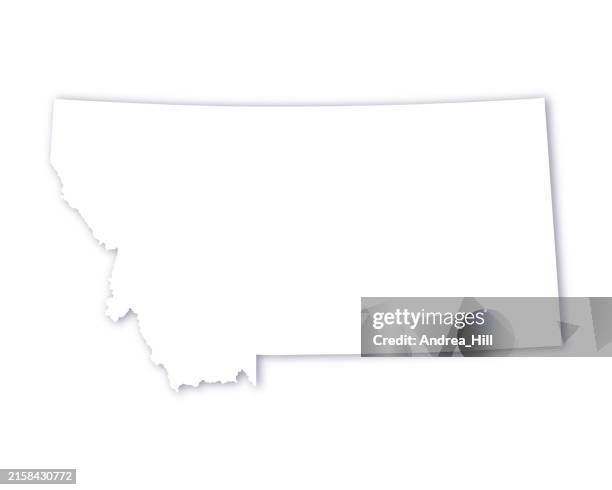 montana, united states map with a soft drop shadow vector map - split background stock illustrations