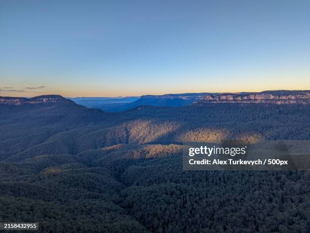 scenic view of landscape against clear blue sky - great dividing range stock pictures, royalty-free photos & images