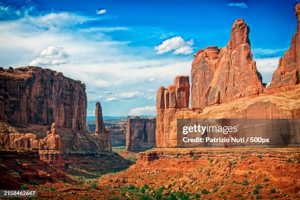 view of rock formations,moab,utah,united states,usa - utah stock pictures, royalty-free photos & images