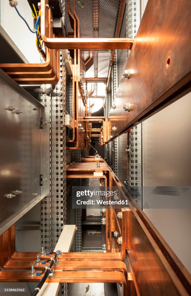 Basbars In Data Center Racks Data Center With Copper Busbar Used For Distribution Of Electricity ...