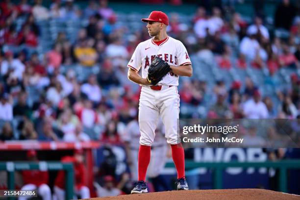 Tyler Anderson of the Los Angeles Angels pitches against the Houston Astros at Angel Stadium of Anaheim on June 8, 2024 in Anaheim, California.