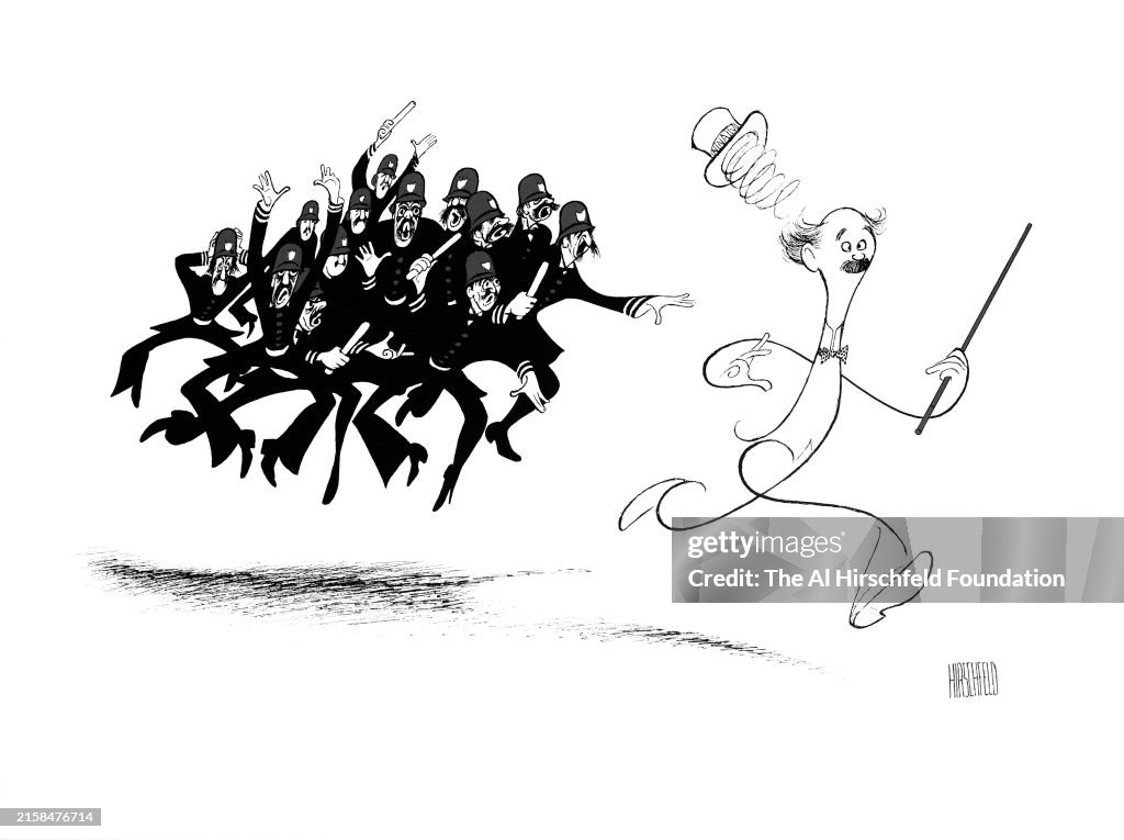 Caricature Of Ben Turpin & The Keystone Kops