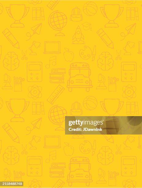 back to school abstract seamless repeating pattern background with education icons - elementary school background pattern stock illustrations
