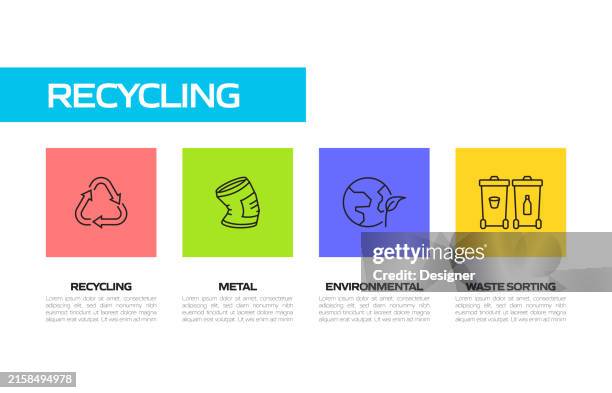 recycling simple line icon set. garbage, compost, zero waste, paper, plastic, electronic waste, ecology - compost stock illustrations