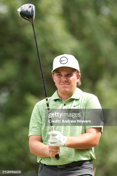 Amateur John Daly II of the United States lines up a shot from the 16th tee during the first round of the Compliance Solutions Championship at Jimmie...