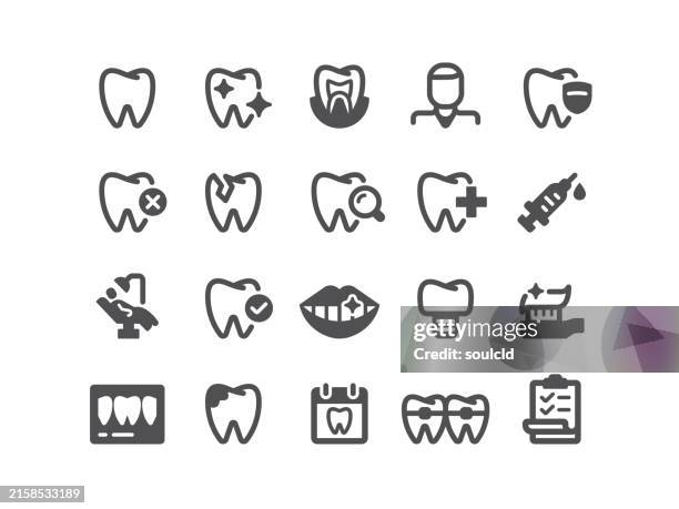 ilustraciones, imágenes clip art, dibujos animados e iconos de stock de iconos de dental - salud dental