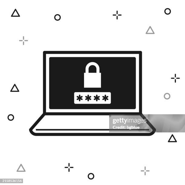 laptop with password. icon on white background - security code stock illustrations