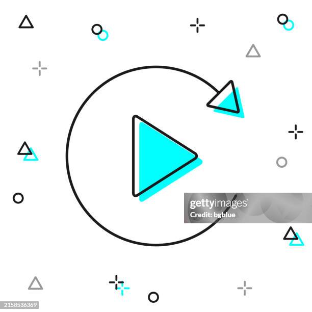 replay. line icon on white background - reset button stock illustrations