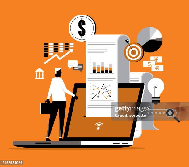 financial billing data - businessman - financial advisor online stock illustrations