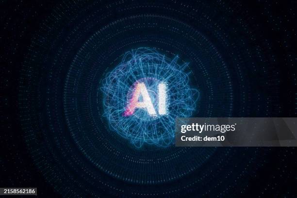 illustration of ai connected to data nodes - data science stock illustrations
