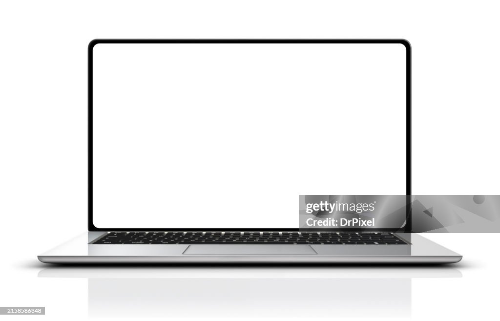 Modern Laptop Isolated on White. Clipping Path for the Screen