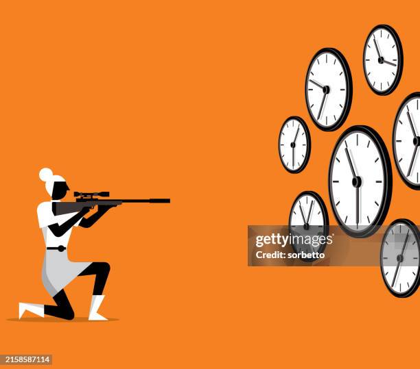 time management - businessman - shot clock stock illustrations