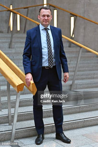 Scottish Conservative MSP Russell Findlay poses for a photograph in the Garden Lobby of the Scottish Parliament, on June 25 in Edinburgh, Scotland....