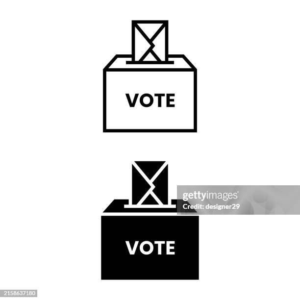 ilustraciones, imágenes clip art, dibujos animados e iconos de stock de diseño vectorial de iconos de votación. - papeleta-para-votar