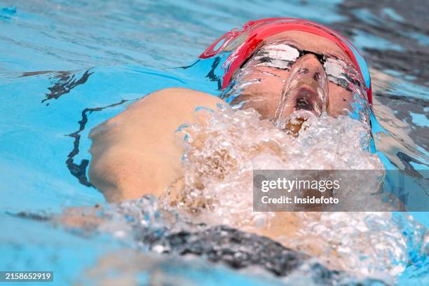 Luke Greenbank of Great Britain competes in the 200m Backstroke Men Heats during the 60th Settecolli swimming meeting.
