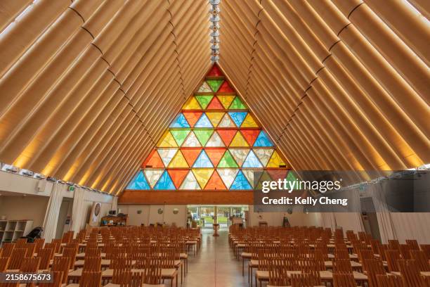 christchurch cardboard cathedral - christchurch new zealand stock pictures, royalty-free photos & images