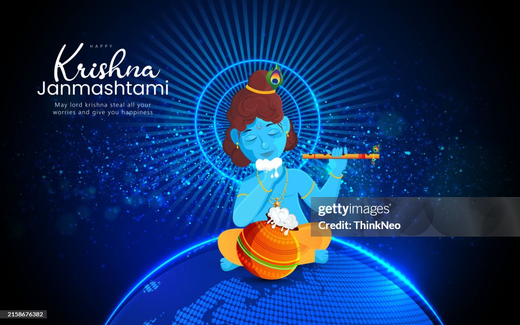 Happy Krishna Janmashtami. Lord Krishna in Happy Janmashtami festival of India.