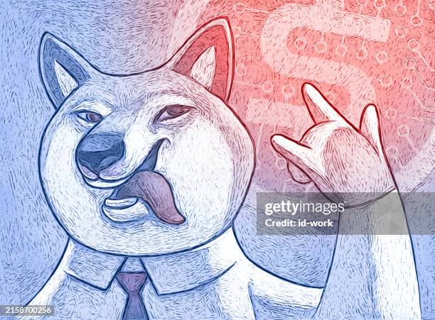 businessman dog cheering - wachhund stock-grafiken, -clipart, -cartoons und -symbole