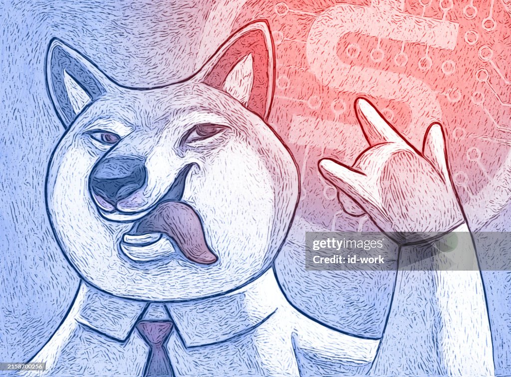 Businessman dog cheering