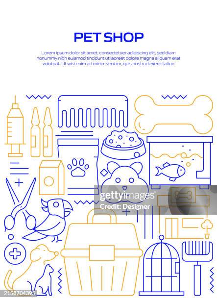 pet shop related line style banner design for web page, headline, brochure, annual report and book cover - hamster stock illustrations