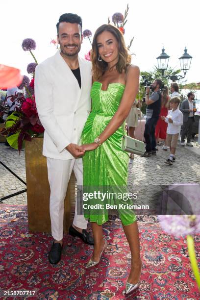 Giovanni Zarrella and his wife Jana Ina Zarrella attend the "Ein Herz Für Kinder" Summer Reception at Wannseeterrassen Berlin on June 25, 2024 in...