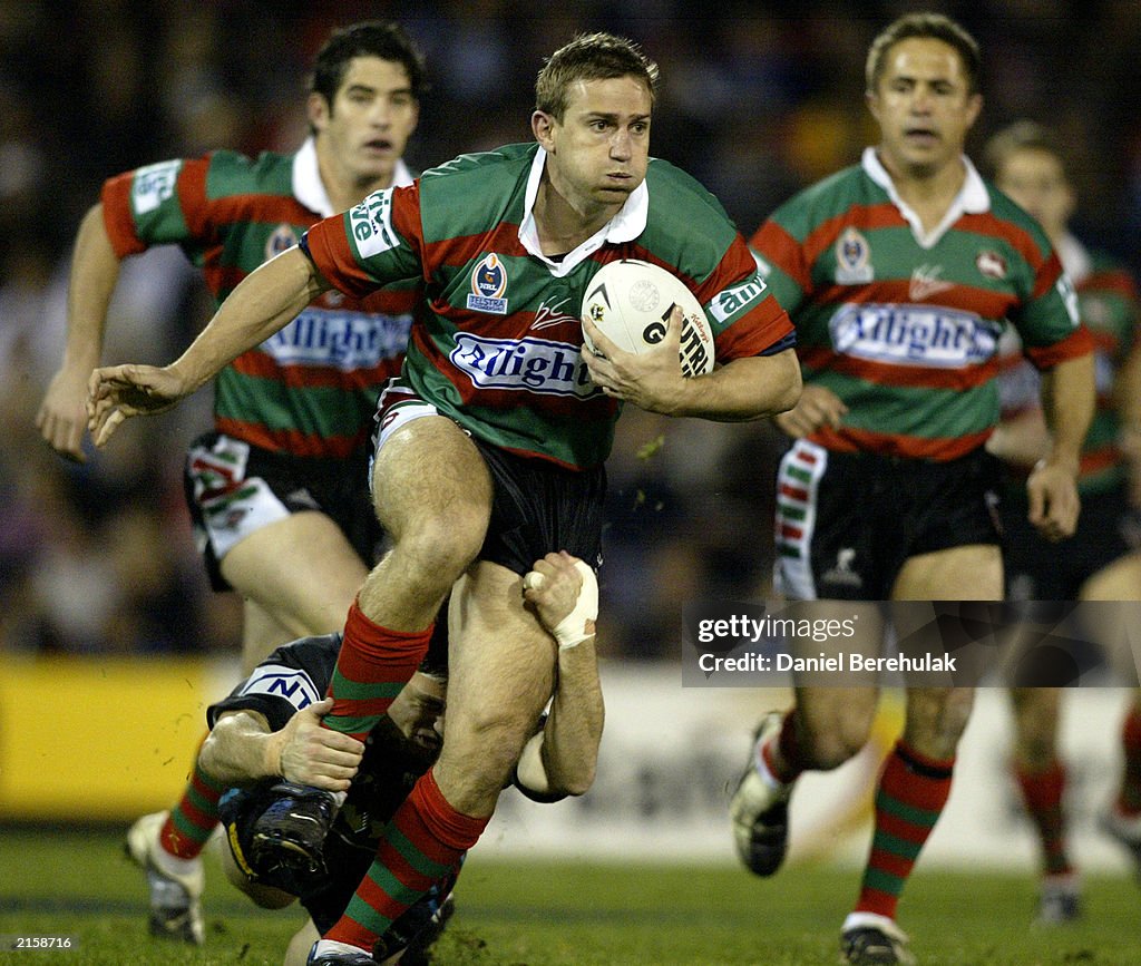 Shane Rigon of the Rabbitohs in action during the round 18 NRL match ...